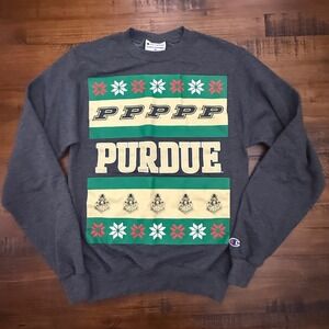 Champion Drake Gray Purdue Ugly Christmas‎ Crewneck Sweatshirt College XS
